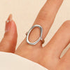 Stainless Steel Geometric Oval Hollow Open Baroque Ring Electroplated For Women