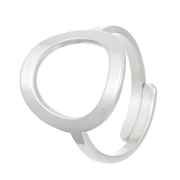 Stainless Steel Geometric Oval Hollow Open Baroque Ring Electroplated For Women