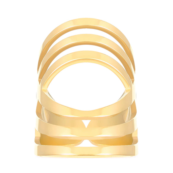 Stainless Steel Geometric Oval Hollow Open Baroque Ring Electroplated For Women