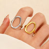 Stainless Steel Geometric Oval Hollow Open Baroque Ring Electroplated For Women