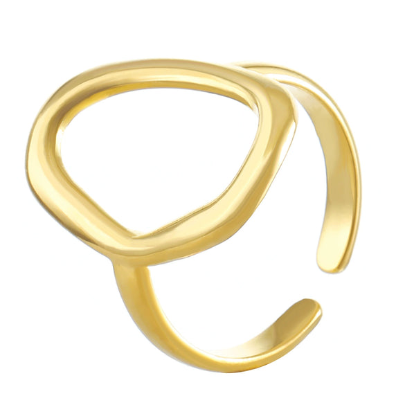 Stainless Steel Geometric Oval Hollow Open Baroque Ring Electroplated For Women