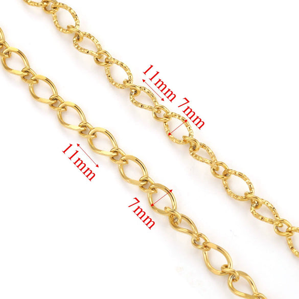 Stainless Steel Geometric Oval Knot Chain Jewelry Accessories With Totem Pattern And Electroplating For Diy Necklace Bracelet Hiphop Style