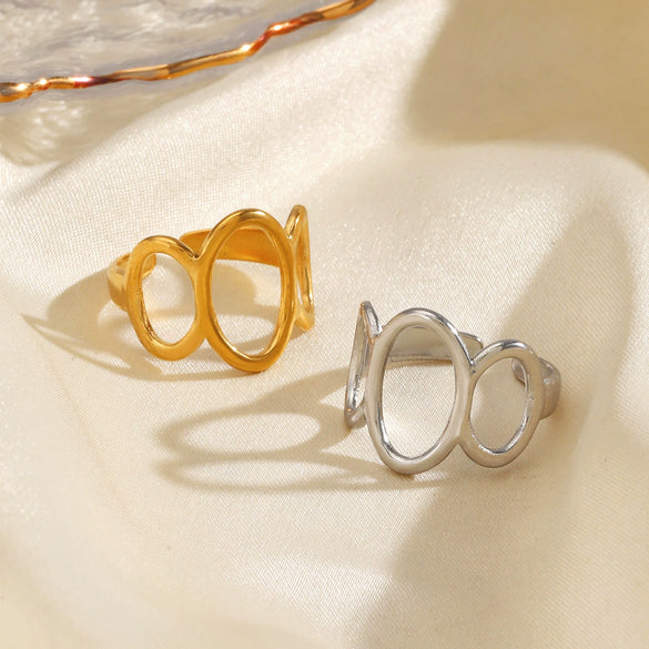 Stainless Steel Geometric Oval Ring For Women Electroplated Hiphop Style
