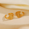 Stainless Steel Geometric Oval Ring For Women With Oil Pressure Treatment