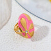 Stainless Steel Geometric Oval Ring With Oil Dropping Small Flower And Diamond Electroplated Unisex High Color Retainability Summer New
