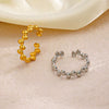 Stainless Steel Geometric Oval Splicing Asymmetrical Opening Adjustable Ring For Women