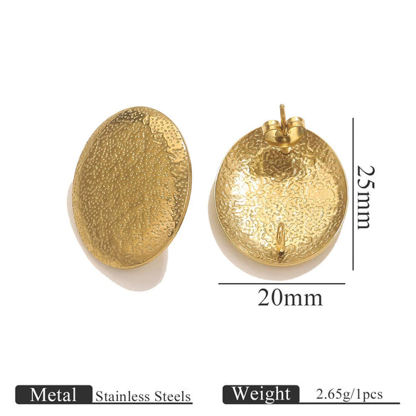 Stainless Steel Geometric Oval Stud Earrings Electroplating Handmade Jewelry