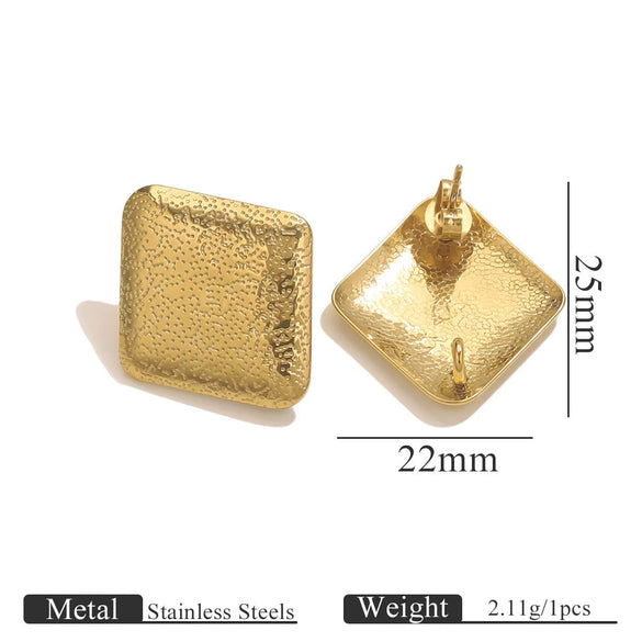 Stainless Steel Geometric Oval Stud Earrings Electroplating Handmade Jewelry