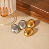 Stainless Steel Geometric Oval Wiredrawing Texture Electroplating Earrings For Women