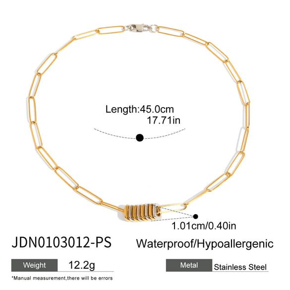 Stainless Steel Geometric Paper Clip Chain Electroplated Bracelet And Necklace