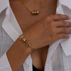 Stainless Steel Geometric Paper Clip Chain Electroplated Bracelet And Necklace