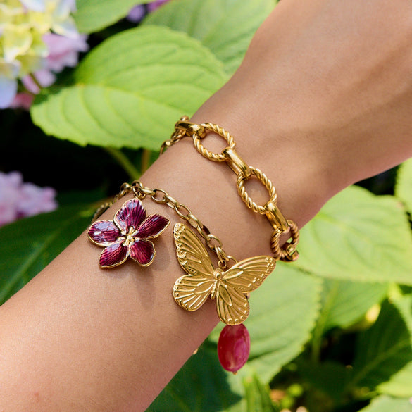Stainless Steel Geometric Pattern Electroplated Cross Chain Bracelet For Women Light Luxury Style