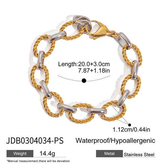 Stainless Steel Geometric Pattern Electroplated Cross Chain Bracelet For Women Light Luxury Style