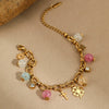 Stainless Steel Geometric Pattern Electroplated Cross Pendant Bracelet For Women