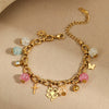 Stainless Steel Geometric Pattern Electroplated Cross Pendant Bracelet For Women