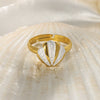 Stainless Steel Geometric Pattern Electroplated Love Opening Adjustable Ring For Women