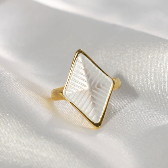 Stainless Steel Geometric Pattern Electroplated Love Opening Adjustable Ring For Women