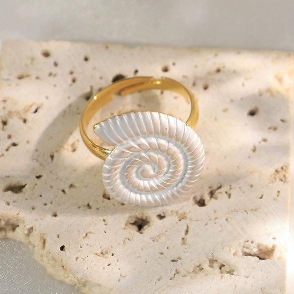 Stainless Steel Geometric Pattern Electroplated Love Opening Adjustable Ring For Women