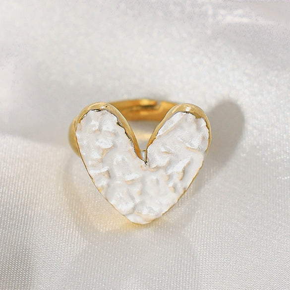 Stainless Steel Geometric Pattern Electroplated Love Opening Adjustable Ring For Women
