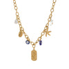 Stainless Steel Geometric Pattern Electroplated Pendant Braided Rope Necklace For Women