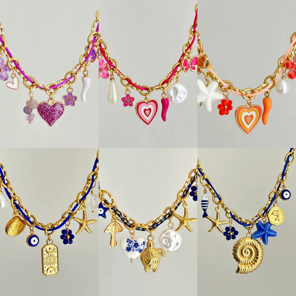 Stainless Steel Geometric Pattern Electroplated Pendant Braided Rope Necklace For Women