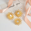 Stainless Steel Geometric Pattern Hammered Women's Ring And Earrings