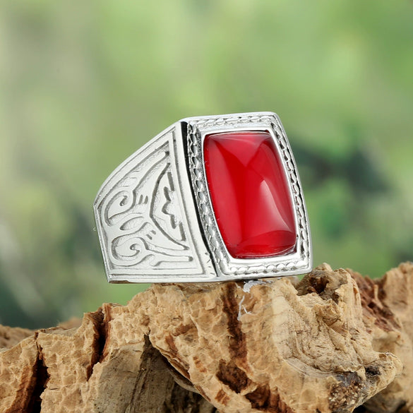 Stainless Steel Geometric Pattern Polish Ring For Women And Unisex