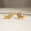 Stainless Steel Geometric Peace Dove Earrings Electroplated For Women