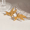 Stainless Steel Geometric Peace Dove Earrings Electroplated For Women