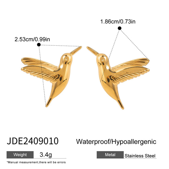 Stainless Steel Geometric Peace Dove Earrings Electroplated Simple Retro Style