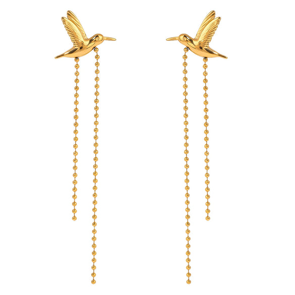 Stainless Steel Geometric Peace Pigeon Tassel Earrings Electroplated Simple Retro Women's Jewelry