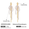 Stainless Steel Geometric Pearl Bow Tassel Earrings Electroplating For Women Retro Style