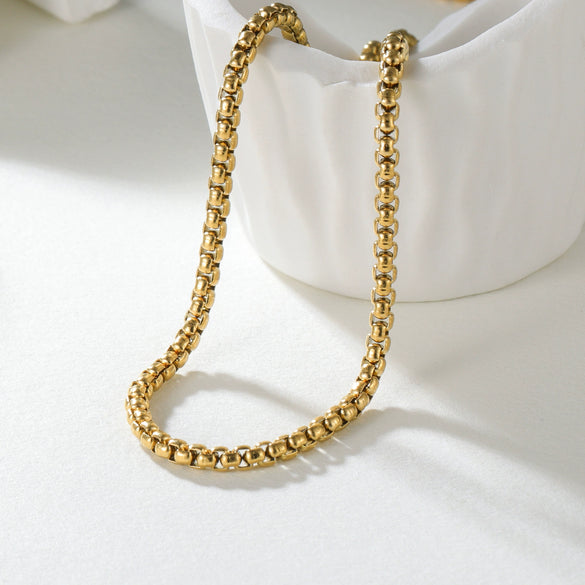 Stainless Steel Geometric Pearl Chain Necklace With Pendant Light Luxury Style Polishing Electroplating