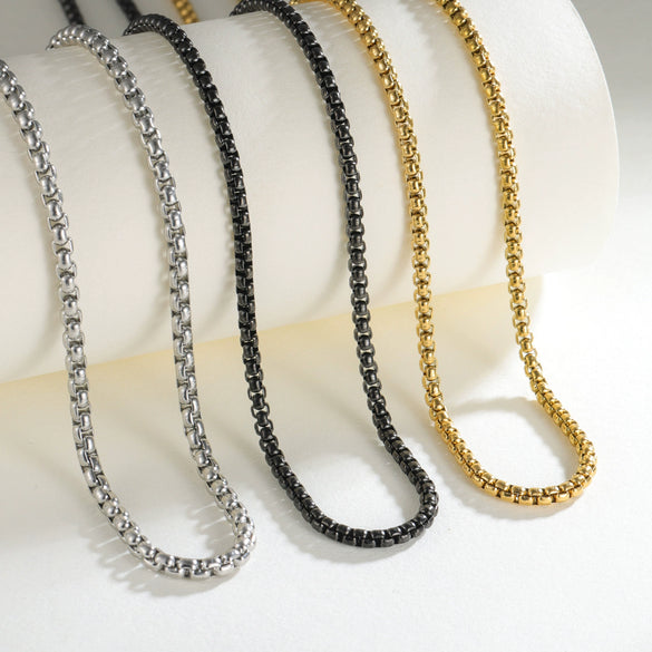Stainless Steel Geometric Pearl Chain Necklace With Pendant Light Luxury Style Polishing Electroplating