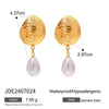 Stainless Steel Geometric Pearl Earrings Electroplated Minimalist Style