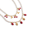 Stainless Steel Geometric Pearl Oil Dripping Cherry Pendant Necklace Jewelry With Electroplating And Original Design For Women