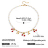Stainless Steel Geometric Pearl Oil Dripping Cherry Pendant Necklace Jewelry With Electroplating And Original Design For Women