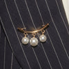 Stainless Steel Geometric Pearl Pendant Brooch With Electroplating Design