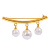 Stainless Steel Geometric Pearl Pendant Brooch With Electroplating Design
