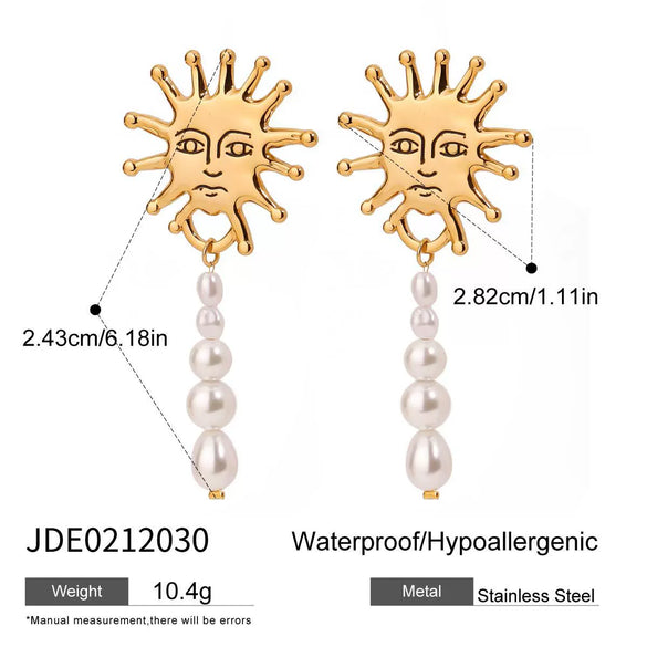 Stainless Steel Geometric Pendant Earrings For Women Electroplated Simple Style Nonfading