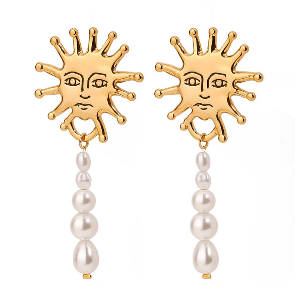 Stainless Steel Geometric Pendant Earrings For Women Electroplated Simple Style Nonfading
