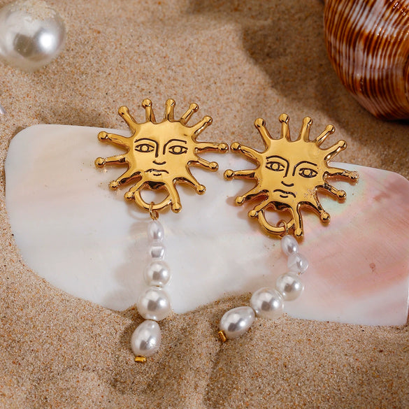 Stainless Steel Geometric Pendant Earrings For Women Electroplated Simple Style Nonfading