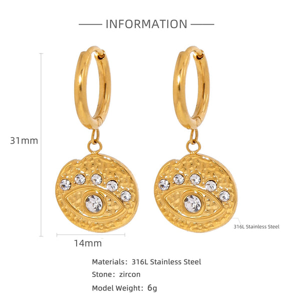 Stainless Steel Geometric Pendant Earrings With Electroplating