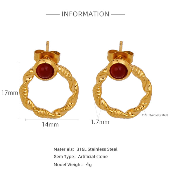 Stainless Steel Geometric Pendant Earrings With Electroplating