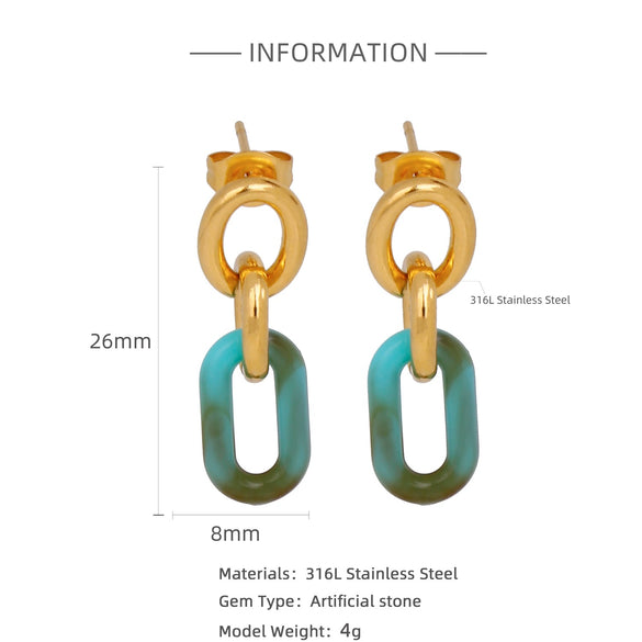 Stainless Steel Geometric Pendant Earrings With Electroplating