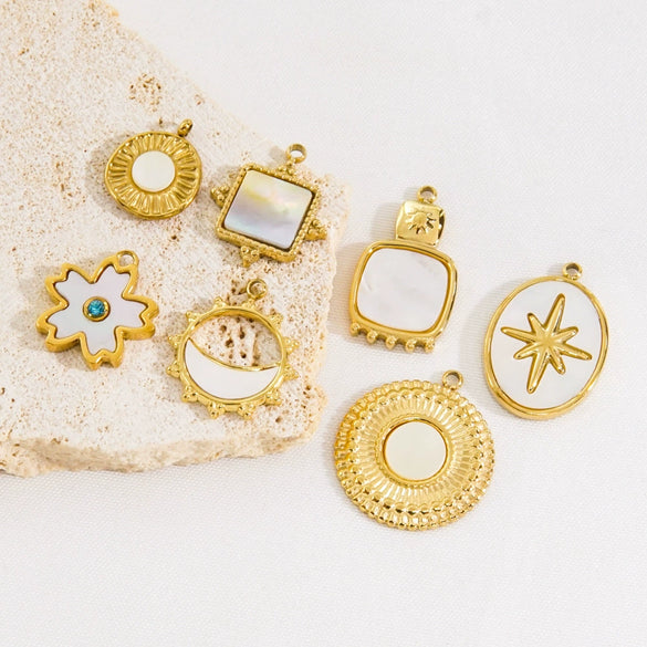 Stainless Steel Geometric Pendant Furnace Electroplated 14K Gold Fine Polished Colorpreserving Diy Accessories
