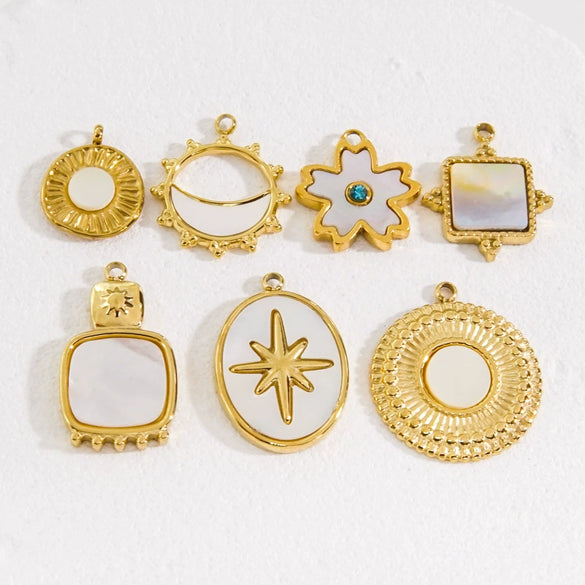 Stainless Steel Geometric Pendant Furnace Electroplated 14K Gold Fine Polished Colorpreserving Diy Accessories