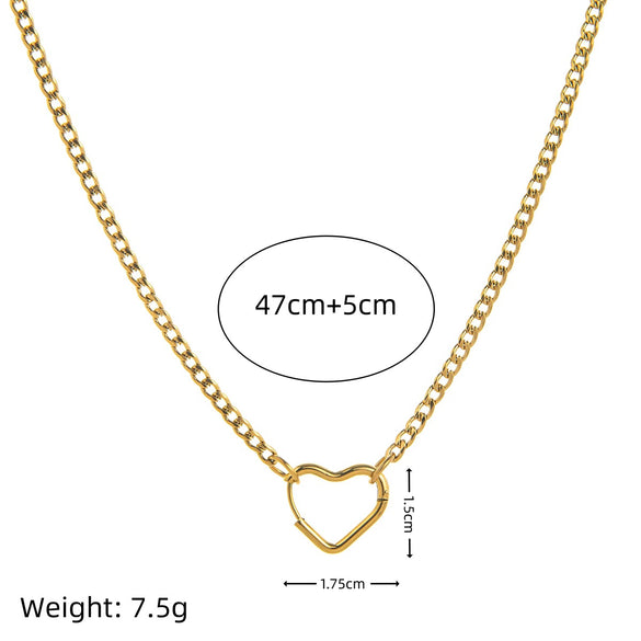 Stainless Steel Geometric Pendant Necklace With Vacuum Plating 18K Gold Color
