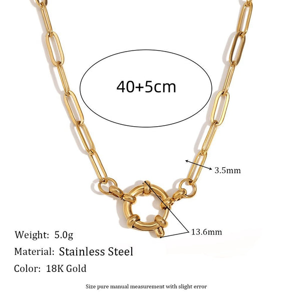 Stainless Steel Geometric Pendant Necklace With Vacuum Plating 18K Gold Color