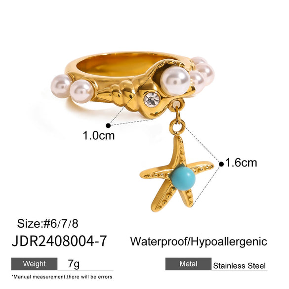 Stainless Steel Geometric Pendant Ring Electroplated Women's Jewelry